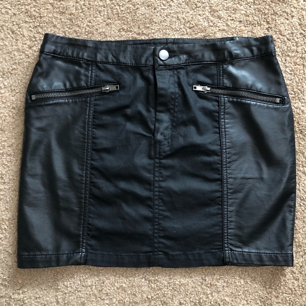 Faux leather panel skirt
